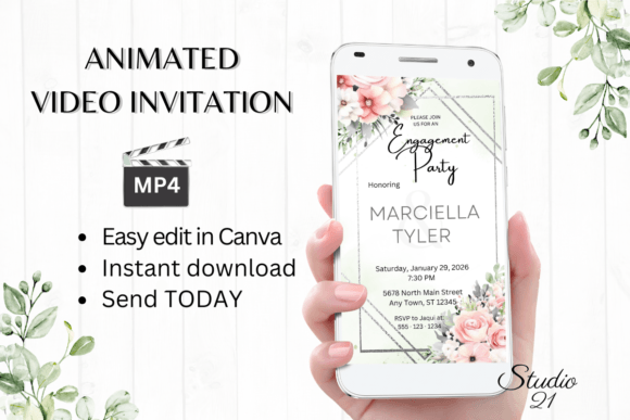Effortless Elegance: Design Your Pink Roses Engagement Party Invite
