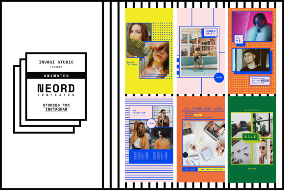 NEORD Animated Templates: 60 Memphis & Retro 90s Instagram Stories