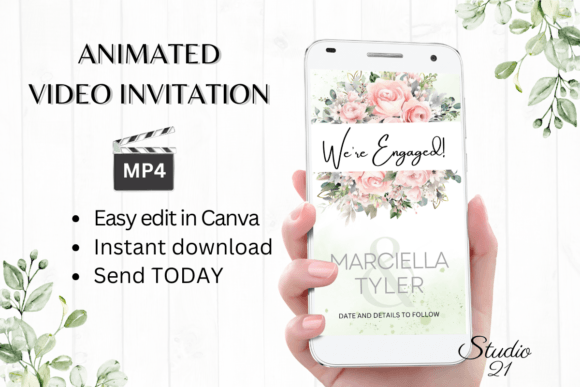 Pink Engagement Announcement W1276B: Your Animated Invitation Guide