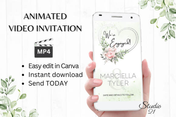 Pink Engagement Announcement W1278B: Digital Invitation Magic