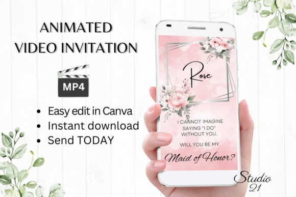 Pink Rose Maid of Honor Proposal: A Digital Invitation Guide