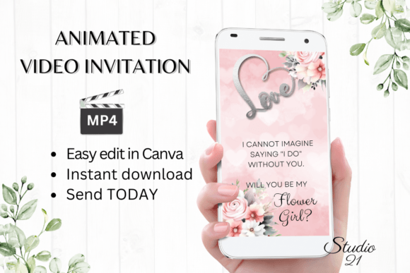 Pink Roses Flower Girl Proposal: A Digital Invitation Template