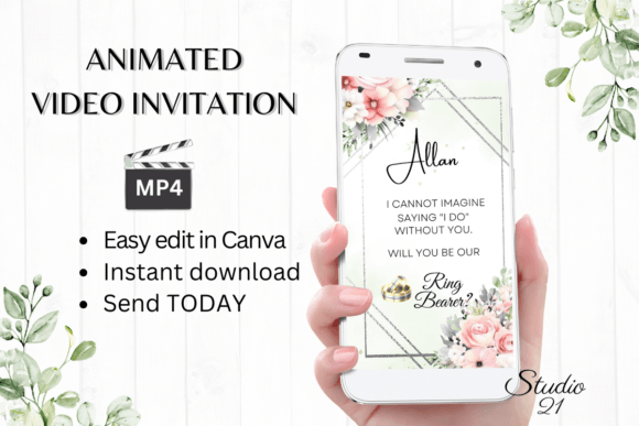 Pink Roses Ring Bearer Proposal: A Digital Invitation Template Guide