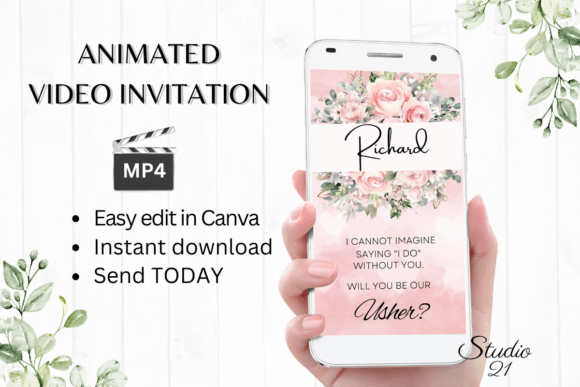 Pink Roses Usher Proposal: A Digital Invitation Template