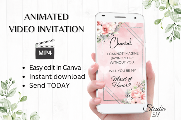 Propose in Style: The Pink Rose Maid of Honor Digital Invite