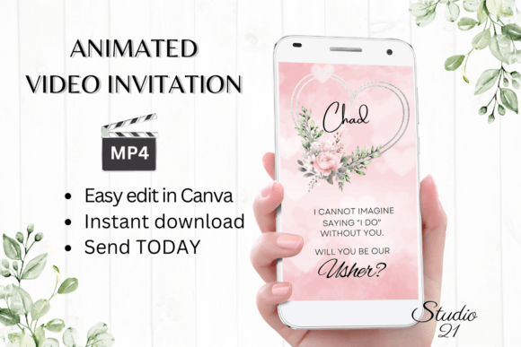 Stunning Pink Roses Usher Proposal: Digital Invitation Design