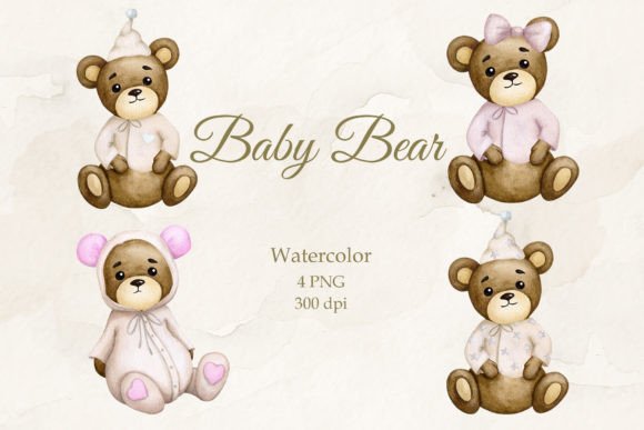 Whimsical Nursery Decor: The Baby Bear Watercolor Collection