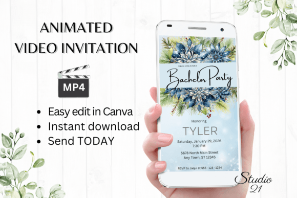 Winter Bachelor Party Invite W5256: A Sleek Digital Solution