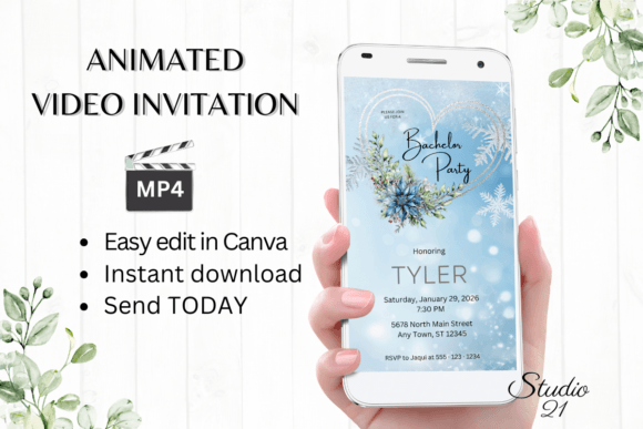 Winter Bachelor Party Invite W5258: Effortless Digital Celebrations