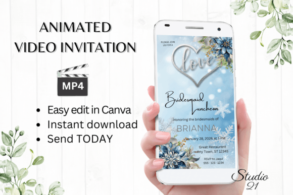 Winter Bridesmaid Luncheon W4250BL: A Guide to Effortless Digital Invitations