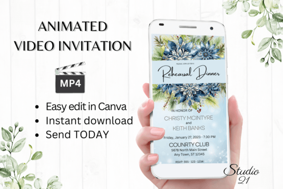 Winter Rehearsal Dinner Invite W7256: Effortless Digital Invitations