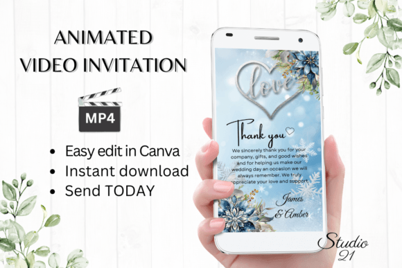 Winter Wedding Thank You W9250TU: Elegant Script for Invitations